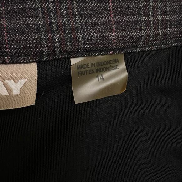 TanJay Plaid Pants Size 14 Comfort Waist Tummy Control Brown Blue Career Casual - Picture 4 of 11